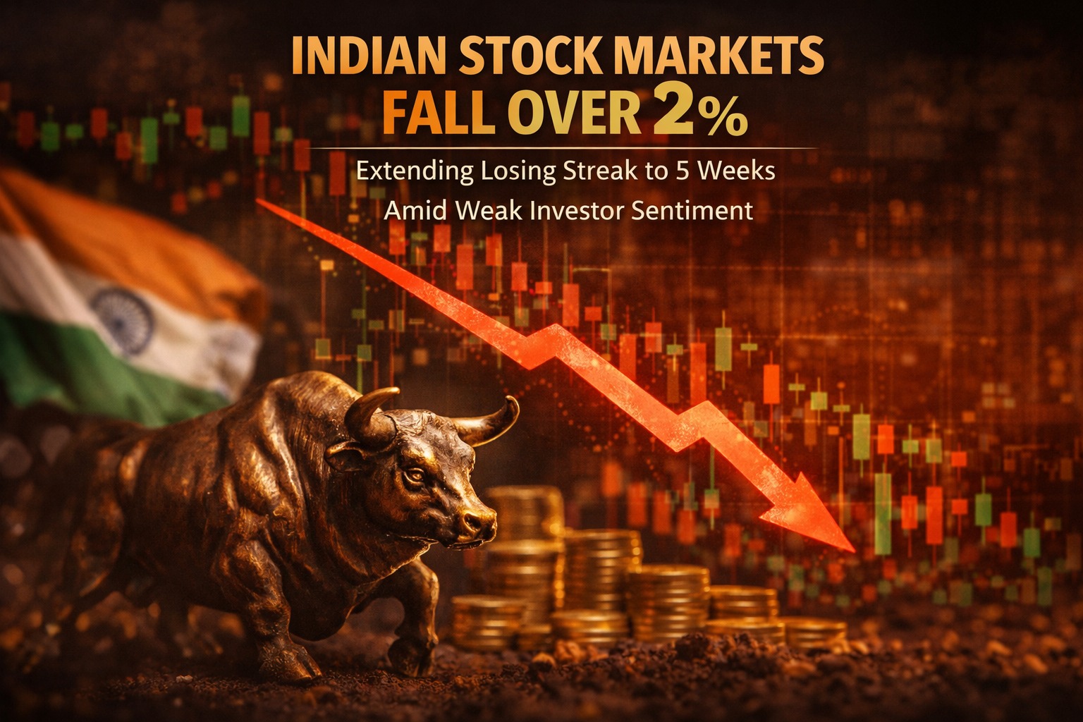 Indian stock markets fall over 2 percent extending losing streak to 5 weeks amid weak investor sentiment